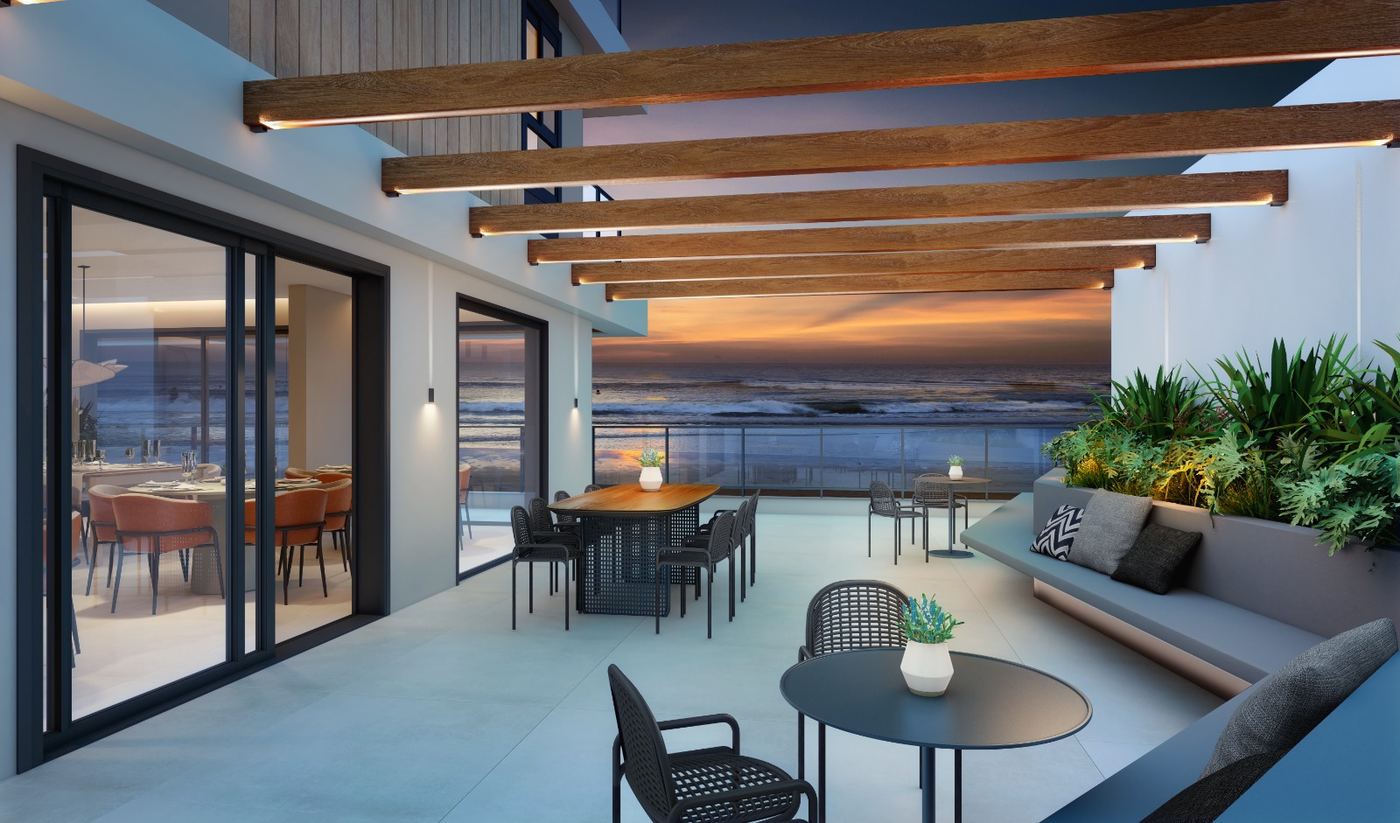 Terraço gourmet com vista para o mar