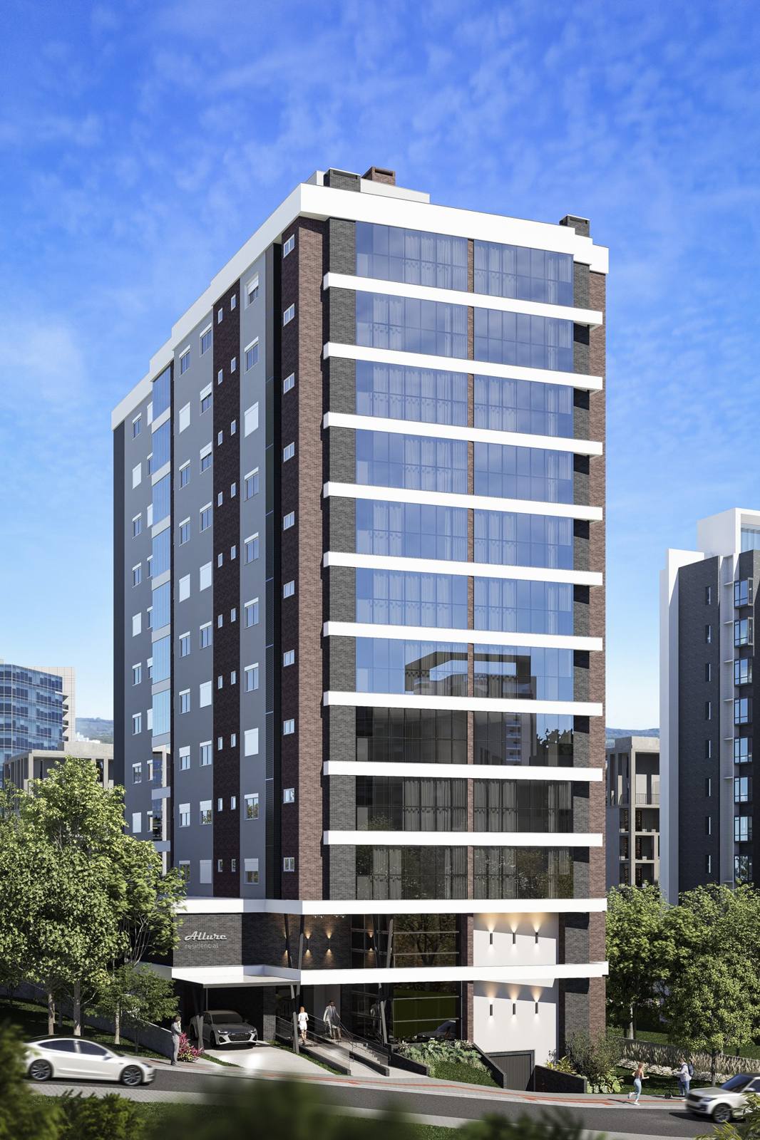 Allure Residencial, fachada na Rua Lauro Müller