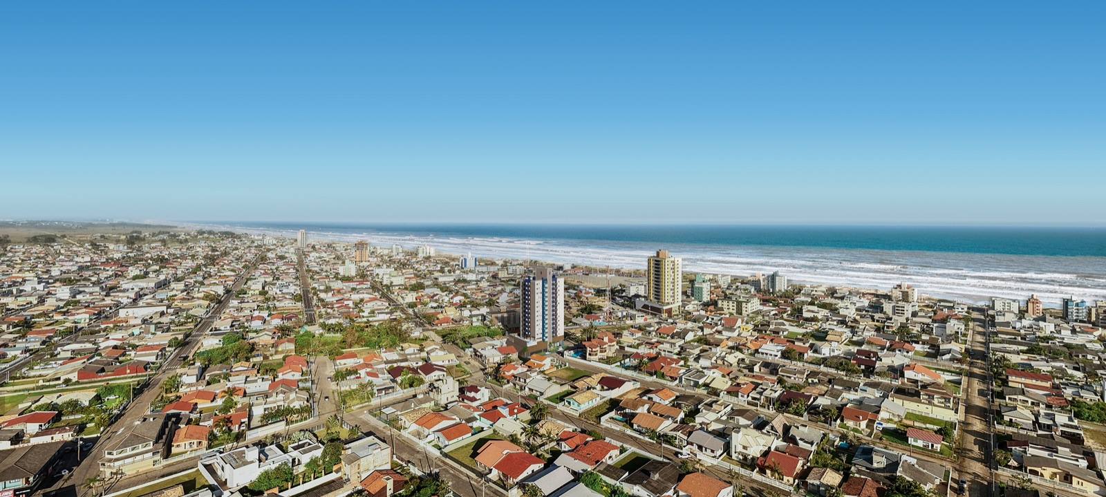 Mar di Arienzo no Balneário Rincão, vista aérea com o mar